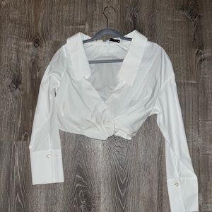 Zara white cropped blouse SZ S